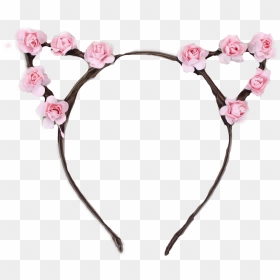 Cat Headband Flowercrown Flower Kitty Pink Roses Crown - Headband Png Cat Ears, Transparent Png - pink crown png
