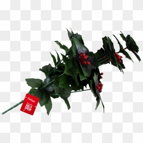 Decorative Christmas Holly Spray - Garden Roses, HD Png Download - christmas holly png