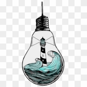 Transparent Lighthouse With Seagulls Clipart - Drawing Of A Lightbulb With Something Inside, HD Png Download - j cole png