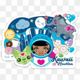 Luv Hou, Kawaii Houston Houtx Katsola Houston - Cartoon, HD Png Download - houston skyline png