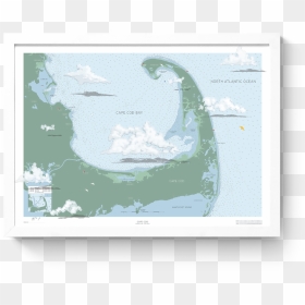 Rkr Cape Cod Nautical Map Art Print Frame White, HD Png Download - nautical png