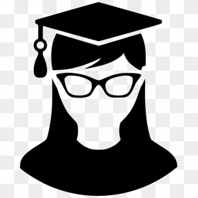 Graduate Lady Glasses - Graduate Clipart Black And White, HD Png Download - graduate png