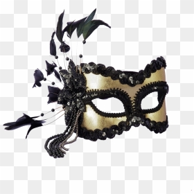 Venetian Mask Png Image Background - Carnival Mask Black And Gold, Transparent Png - mardi gras mask png