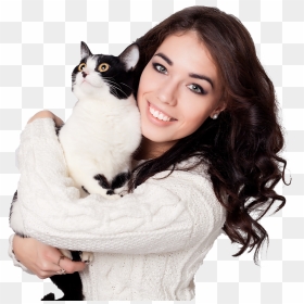 Woman With Cat Transparent, HD Png Download - cat.png