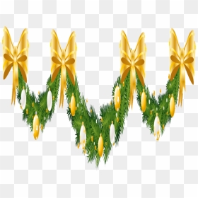 Gold Christmas Garland Clipart, HD Png Download - christmas background png