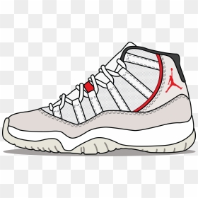 A Picture Of The Jordan X1 "platinum - Jordan 11 Shoes Drawing, HD Png Download - jordans png