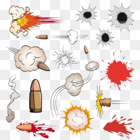Cartoon Firearm Clip Art Vector - Bullet Vector, HD Png Download - gunshot png
