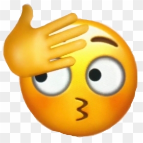 #emoji #oop #meme #sticker #shy #wow #dissapointed - Emoji With Hand Over Face, HD Png Download - wow emoji png