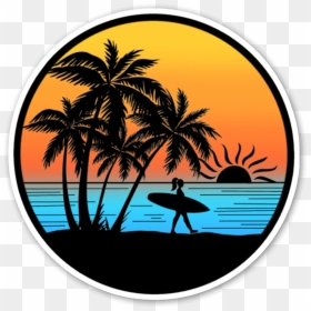 Transparent Sunset Over Water Clipart - Vector Palm Tree Png, Png Download - surfer png