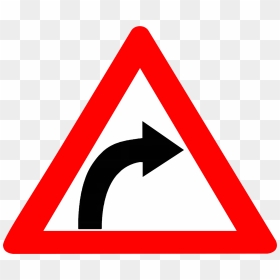 Warning Sign Traffic Sign Driving Road - Right Hand Curve Sign, HD Png Download - warning sign png