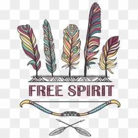 Feather Boho Bohemian Sticker Watercolor Bohofeathers - Free Spirit Pluma, HD Png Download - feather vector png