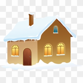 Winter House With Snow - Winter House Clipart, HD Png Download - snowing png