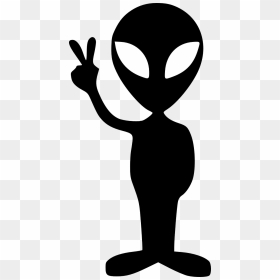 Alien Showing Victory Hand Sign - Alien Clipart Black And White, HD Png Download - peace png