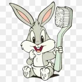 Baby Bugs Bunny Holding Giant Toothbrush - Baby Bugs Bunny Png, Transparent Png - bugs bunny png