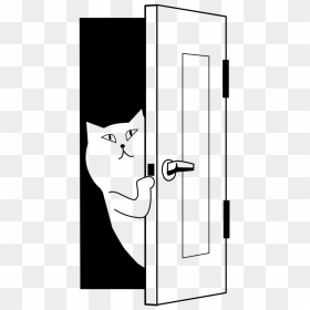 Door Peep Beginning - Cat Opening Door Cartoon, HD Png Download - open door png