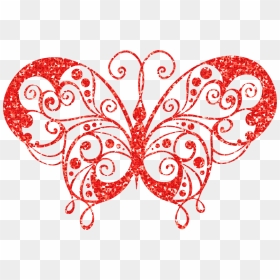 Ruby High Detail Flourish Butterfly Silhouette - Butterfly Mandala Png, Transparent Png - butterfly silhouette png