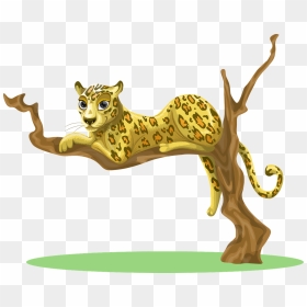 Leopard On Tree Clipart, HD Png Download - jungle png