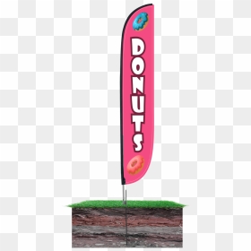 12ft Feather Flag Donuts Pink In Ground - White Feather Flag, HD Png Download - flag banner png