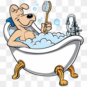 Bathing Dog Clipart Png Library Stock Funny Animal - Dog Grooming, Transparent Png - bathtub png