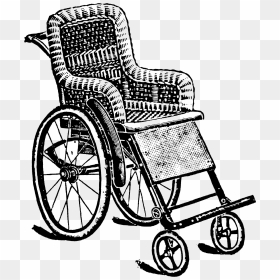 0724 Wheelchair Victorian Era Free Vintage Clip Art - Vintage Wheelchair Clipart, HD Png Download - wheelchair png