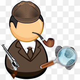 Detective With Pipe And Magnifying Glass Clip Arts - Sherlock With Magnifying Glass Png Clip, Transparent Png - detective png