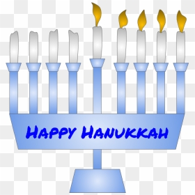 Menorah, Hanukkah, Fourth Night Candle Lit, Blue, HD Png Download - menorah png