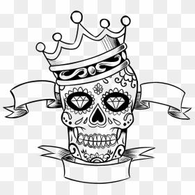 Sugar Skull King Clipart - Day Of The Dead Skull Drawing, HD Png Download - sugar png