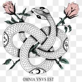 Ouroboros Transparent Tattoo - Ouroboros Tattoo With Flowers, HD Png Download - ouroboros png