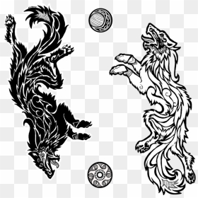 Viking Tribal Tattoos - Fenrir Norse Wolf Tattoo, HD Png Download - ouroboros png