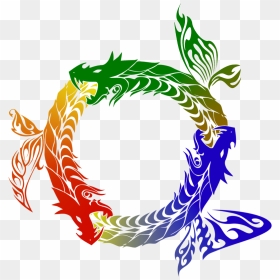3 Dragon-like Serpents Eating Each Other"s Tails - Illustration, HD Png Download - ouroboros png
