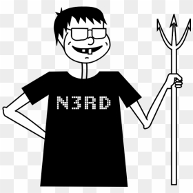 Vector Illustration Of Nerd With A Pitchfork - Evil Nerd, HD Png Download - pitchfork png