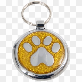 Luxury Designer Dog Tag Glitter Yellow Gold Paw Print - Keychain, HD Png Download - dog paw print png