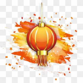 Transparent Lantern Lantern Festival New Year Orange, HD Png Download - diwali decoration png