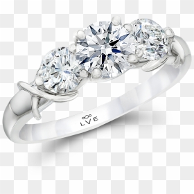 Symbolic And Iconic Lve Three-stone Diamond Ring - 11 Diamond Cluster Ring White Gold, HD Png Download - diamond ring png