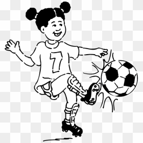 Girl Football Player Clipart Kid - Play Football Clipart Black And White, HD Png Download - football player clipart png