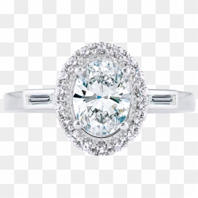 Floral Oval Halo Diamond Ring, HD Png Download - diamond ring png