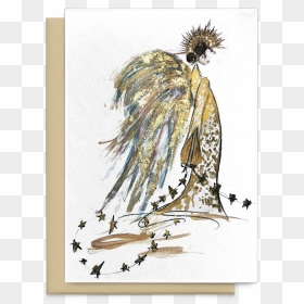 Deco Angel Folded Card- Single Or Set Of, HD Png Download - single peacock feathers png