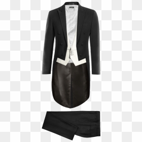 Black Peak Lapel Tailcoat Suit With Black Waistcoat - Зеленый Фрак, HD Png Download - coat and tie png