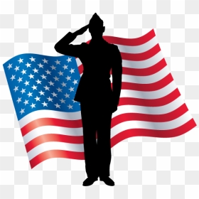 A Soldier In Front Of The American Flag Saluting - Clip Art American Flag Veterans Day, HD Png Download - american flag vector png