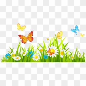 Grass With Flower Clipart Png, Transparent Png - Flowers With Grass Png, Png Download - garden grass png
