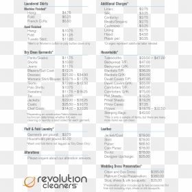 Alterations Cost Sheet , Png Download - Wash And Fold Price List, Transparent Png - coat and tie png