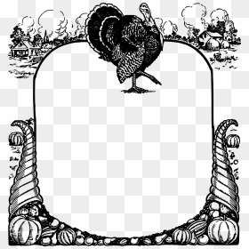 Thanksgiving Turkey Frame Clip Arts - Clip Art Black And White Thanksgiving Turkeys, HD Png Download - thanksgiving turkey png