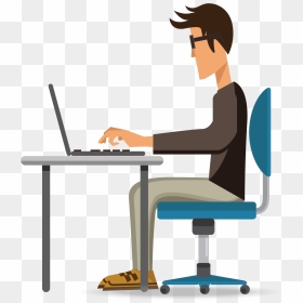 Team - Man Sitting At Computer Clipart, HD Png Download - work png