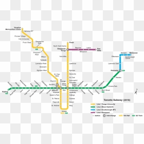 Ttc Subway Map 2018 - Linea 1 Subway Toronto, HD Png Download - subway png