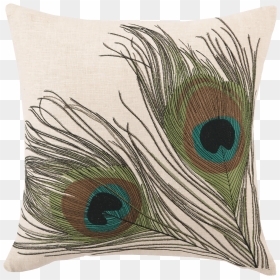 Double Peacock Feather Embroidered Pillow - Throw Pillow, HD Png Download - peacock feather png
