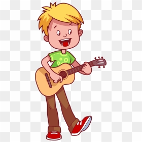 Guitar Playing Cartoon Illustration Children Free Download - Play The Guitar Clipart, HD Png Download - children playing png