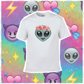 Alien Emoji With Fl Crown Women S Fashion On Carousell - Wallpaper, HD Png Download - alien emoji png