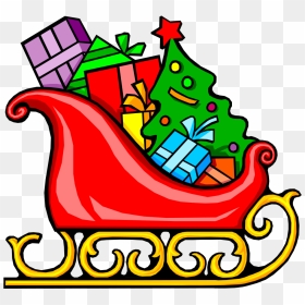 Santa"s Sled - Santa's Sleigh With Presents, HD Png Download - santa sleigh silhouette png
