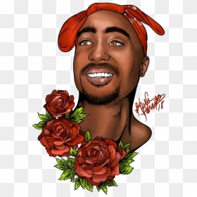 Tupac Shakur Png Image - Tupac With A Rose, Transparent Png - tupac png