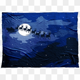 Santa"s Sleigh Flying Against A Blue Night Sky - Herd, HD Png Download - santa sleigh silhouette png